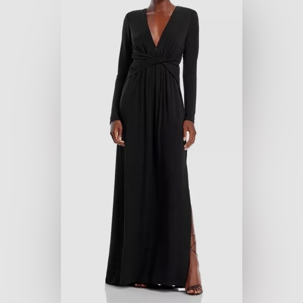 Ramy Brook Women's Black Eve Twist Waist Gown Dress 10 Basic Elegant Granny Goth